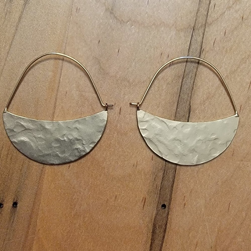 Brass hammered earrings